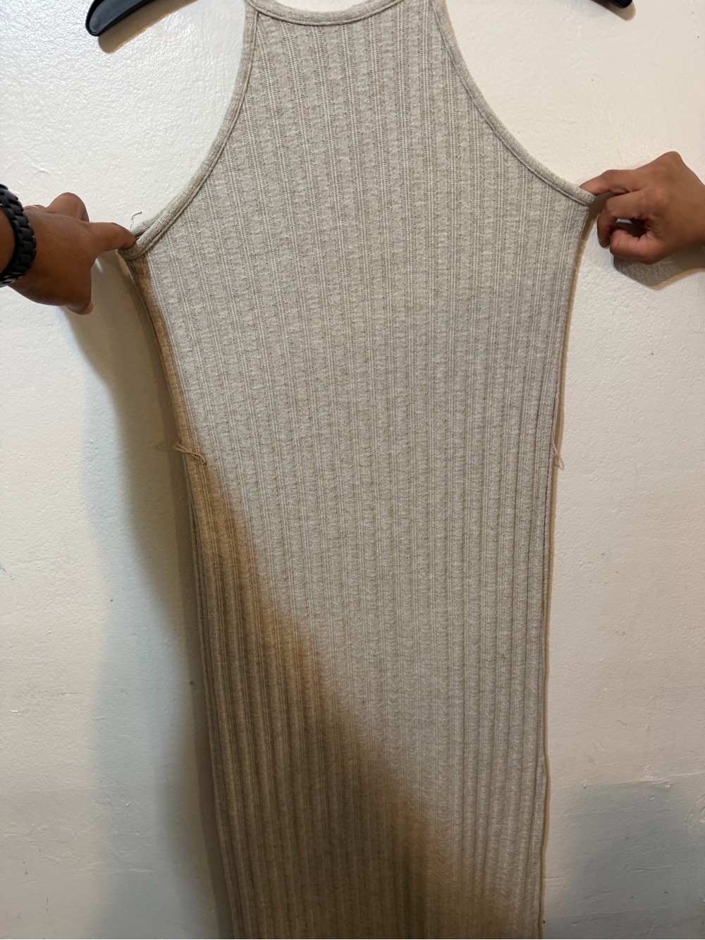 Sleeveless Ribbed Maxi Dress in Oatmeal